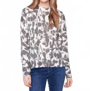 NEW CHARLIE B reversible printed crew neck sweater in spruce smudge